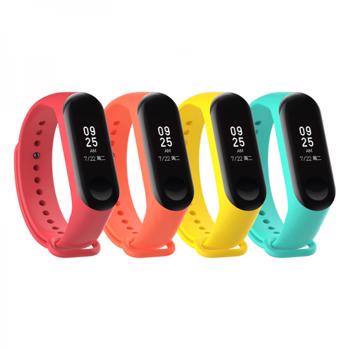 Set 4 curele din silicon pentru bratara smart Xiaomi Mi Band 3/4 rosu galben portocaliu turcoaz