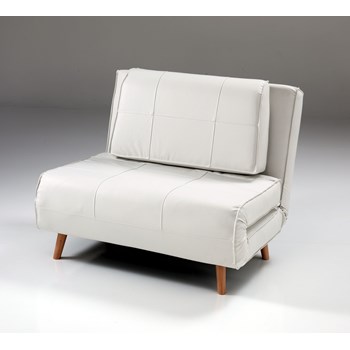 Fotoliu extensibil tapitat cu piele ecologica Shift White, l100xA85xH80 cm