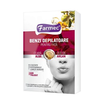 Benzi depilatoare pentru faţă cu ceară albă și argan