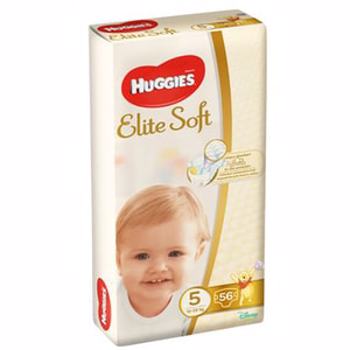 Scutece HUGGIES Elite Soft nr 5, Unisex, 12-22 kg, 56 buc
