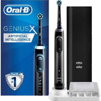 Periuta de dinti electrica Genius X, 40000 pulsatii/min, 8800 oscilatii/min, Inteligenta artificiala, Curatare 3D, 6 programe, 1 capat, Bluetooth, Trusa de calatorie cu port USB