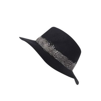 Palarie Pieces Town neagra cu pene