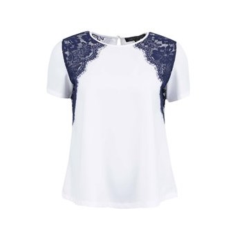 Bluza cu dantela Girls on Film - bleumarin si alb