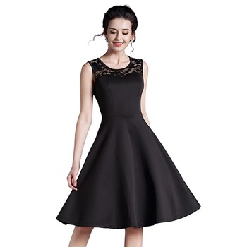 B779-1 Rochie eleganta in stil vintage, cu talia inalta