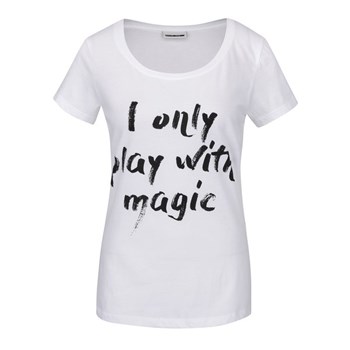 Tricou alb cu print cu text Noisy May Axel