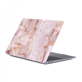 Set protectie 2 in 1 pentru Macbook Air 13.3 inch A1932 cu husa din plastic si folie ecran TPU model marmura rose gold