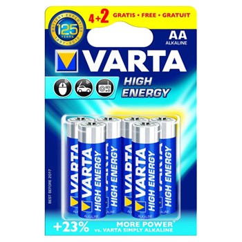 Baterii alcaline AA VARTA Longlife Power, 4+2 bucati