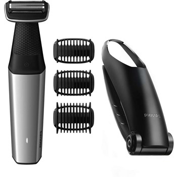 Philips Aparat de tuns corporal BG5020/15, 3 piepteni, 3-7mm, rezistent la apa, Accesoriu spate, 60 de minute, Negru/Argintiu