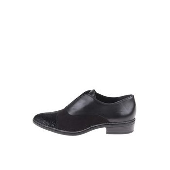 Pantofi negri din piele cu varf lucios Tamaris