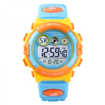 Ceas de copii sport SKMEI 1451 waterproof 5ATM cu cronometrualarma data si iluminare ecran galben