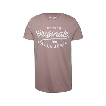 Tricou roz prafuit din bumbac Jack & Jones Finish cu logo print