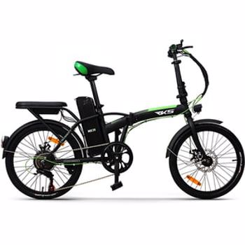 Bicicleta asistata electric pliabila RKS MX35, 20 inch, negru-verde