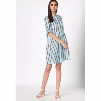 Rochie lejera cu dungi si guler Mao