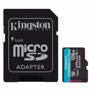Card Kingston Canvas Go Plus microSDXC 128GB Clasa 10 U3 UHS-I 170 Mbs cu Adaptor