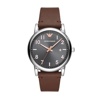 Emporio Armani, Ceas cu o curea de piele, Argintiu