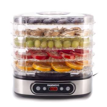 Deshidrator de alimente Daewoo DD500S 500 W 5 tavi display digital timer ventilator integrat Inox dd500s