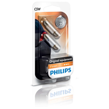 Bec auto halogen PHILIPS C5W, 12V, 5W, SV8.5 T10,5*38, blister, 2 bucati