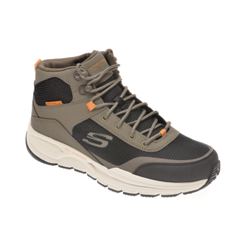 Ghete SKECHERS negre, ESCAPE PLAN 2.0 WOODROCK, din material textil si piele naturala