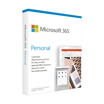 Microsoft 365 Personal, Engleza, Subscriptie 1 an, 1 PC/Mac, 1 Tableta, 1 Telefon, Windows, MacOS, iOS, Android