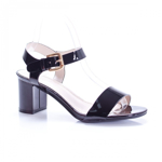 Sandale Miracle negre cu toc gros