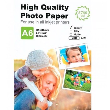 HARTIE PHOTO GLOSSY A6 230G 20COLI