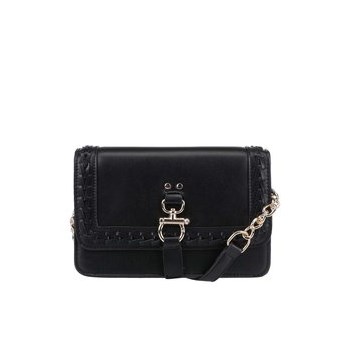Geanta crossbody neagra Miss Selfridge cu detalii aurii
