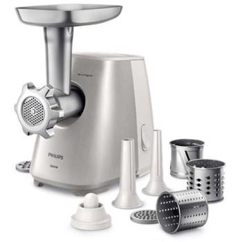 Masina de tocat carne Philips Viva Collection HR2723/20, 1800 W, 2.3 kg/min, 3 discuri pentru tocat, Accesorii pentru umplerea carnatilor, Alb/Gri