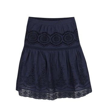 Fusta bleumarin VILA Emilia cu model perforat