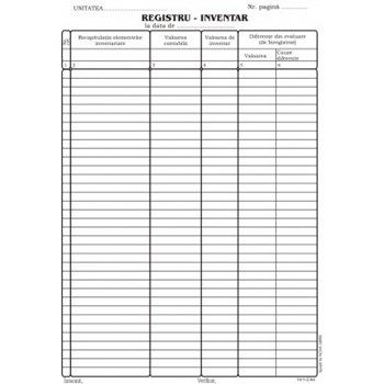 Registru inventar, A4, tipar fata, 100 file/carnet