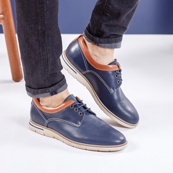 Pantofi Piele Toledo albastru mat comozi