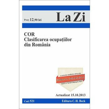 COR - Clasificarea ocupatiilor din Romania. Cod 521 - Actualizat la 15.10.2013