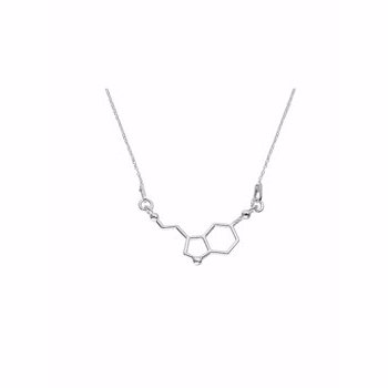 Colier e-Crystal Argint 925 placat cu rodiu cu pandantiv - Molecula de serotonina COSEROTONINA