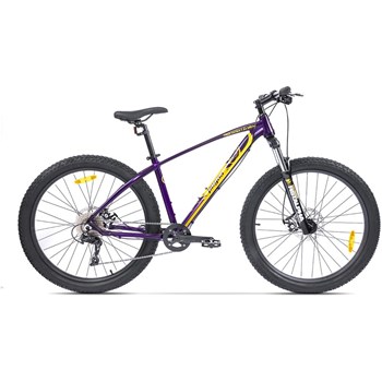 Bicicleta Pegas MTB Fat Bike Drumuri Grele 17", Mov/Galben