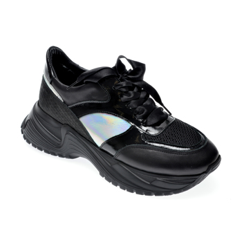 Pantofi sport EPICA negri, 135P254, din piele naturala