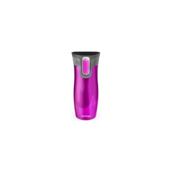 Termos din otel inoxidabil cu pereti dubli si sistem de autoblocare Contigo West Loop, Rapberry, 470 ml