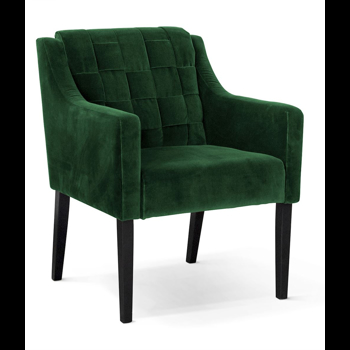 Fotoliu fix tapitat cu stofa si picioare din lemn Trevor Velvet Verde / Negru, l68xA66xH85 cm