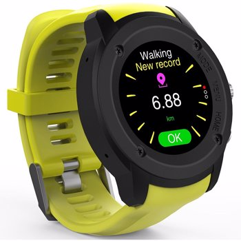 Ceas Smartwatch FitGo FW17 Power, GPS, bratara silicon sport, Galben Titanium