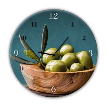 Ceas de perete Styler Glassclock Olives, ⌀ 30 cm