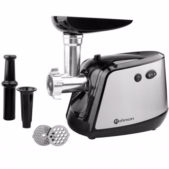 Masina de tocat Rohnson R502, 1700W, 3 site, Accesoriu rosii/carnati, Functie reverse, Negru/Inox
