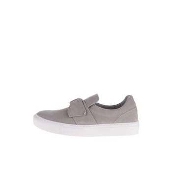 Pantofi slip-on gri cu funda din piele intoarsa Tamaris