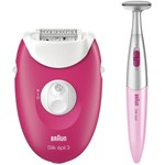 Epilator Braun Silk-epil 3 3-420, 81646956, Smartlight, 2 accesorii, Retea, Roz