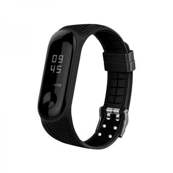 Curea sport din silicon cu catarama dubla pentru Xiaomi Mi Band 5 negru
