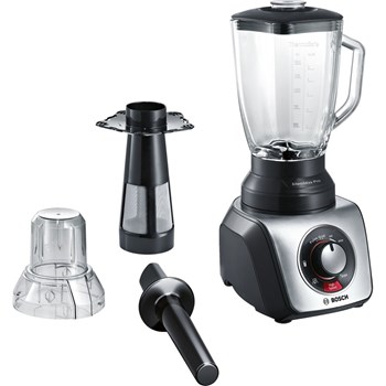 Blender Bosch MMB66G7M, 900W, 20.000 rpm, Vas sticla ThermoSafe 2.3L, filtru pentru smoothie, 3 programe automate, reglare continua a vitezei, Negru/Gri
