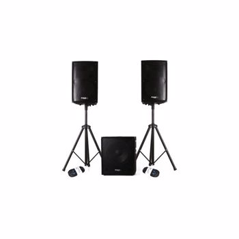 Set boxe sonorizare 1200W cu subwoofer activ 2 sateliti 12 inch stand boxe cube1812