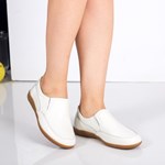 Pantofi Piele Zarina albi casual
