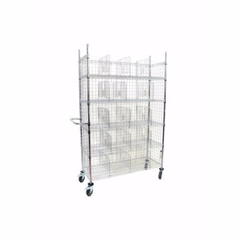 Carucior picking Quasar & Co., 5 polite, 20 spatii depozitare cu dimensiune reglabila, roti cu stopper, 120 x 45 x 180 cm