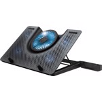 Stand Cooler Laptop Trust GXT 1125 Quno 5x Ventilatoare LED Albastru Reglaj inaltime in 5 trepte Suport telefon Max 17.3inch Negru 23581
