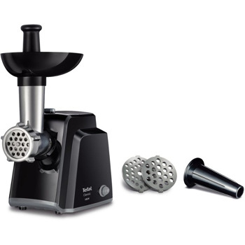 Masina de tocat carne Tefal Classic NE105, 1400 W, 1.7 kg/min, functie Reverse, 2 site de tocat, cutit cu functie de maruntire, accesoriu pentru carnati, negru