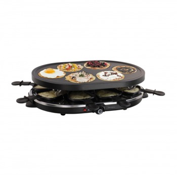 Gratar Raclette si aparat pentru mini-clatite 2 in 1 DomoClip DOC188, 1200W, 8 persoane, 6 mini-clatite