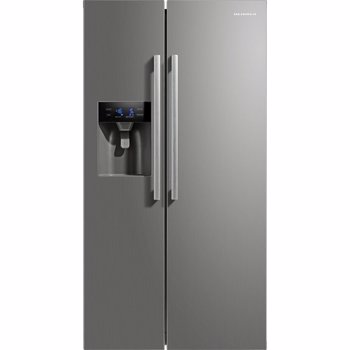 Side by side Heinner HSBS-M490XICE++, 490 l, Clasa A++, No Frost, Dispenser apa & gheata, Display, Iluminare LED, Compresor Inverter, H 178.8 cm, Argintiu